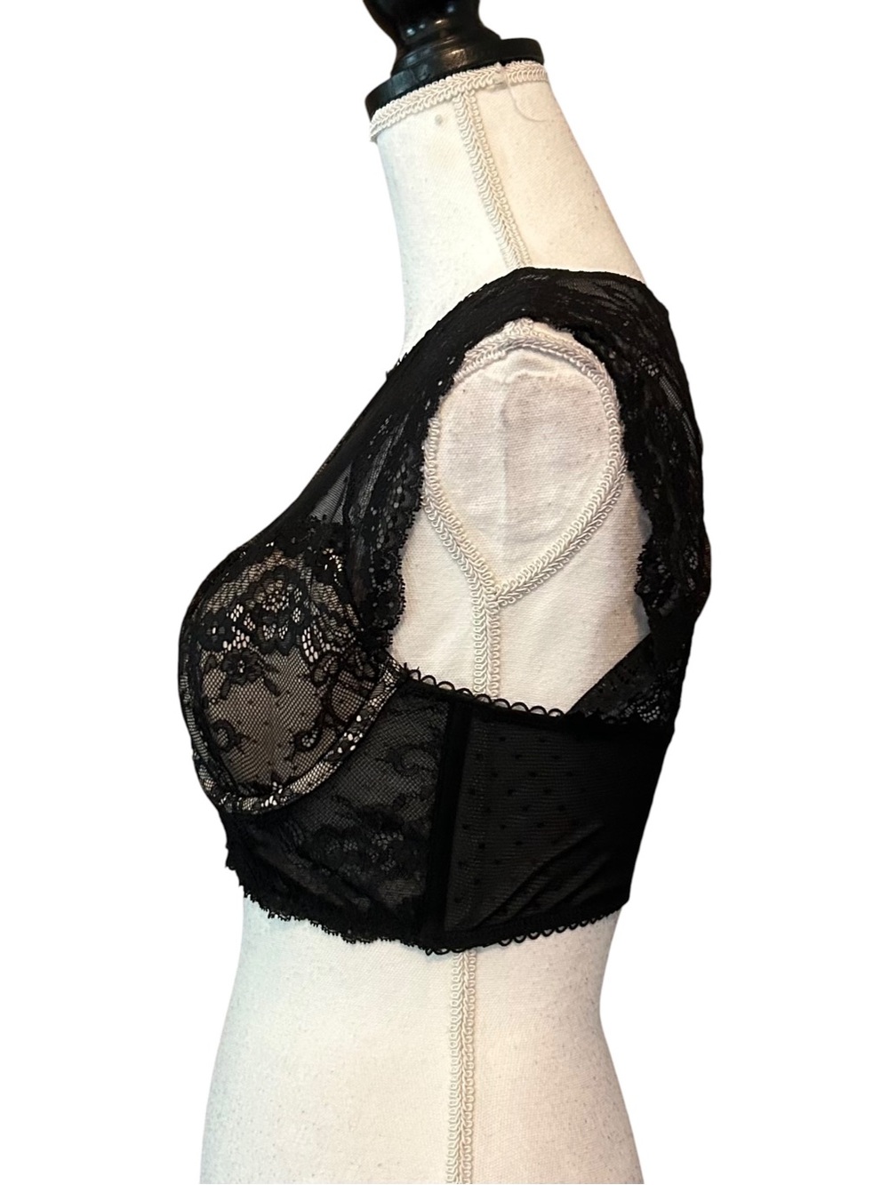 Dobreva Open Back Long Line Bra Cropped Top Women’s SZ 36C in Black Lace - Picture 6 of 8
